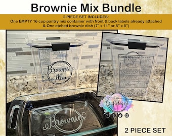 Brownie Bundle / Homemade Brownie Mix Container with 7 x 11 or 8x8 Brownie Dish / Matching Brownie Gift Set / Craftologist Brownie Bundle