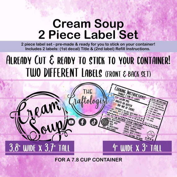 LABELS ONLY - Cream Soup Mix Pantry Label Decals for your own containers / Pantry Labels / Homemade Cream Soup Label Craftologist Cream soup