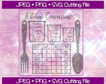 Kitchen Conversion Chart - Instant Download - svg/jpg/png