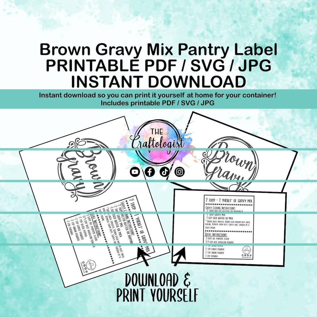 Printable Brown Gravy Mix PDF/SVG/JPG Craftologist Homemade Brown Gravy