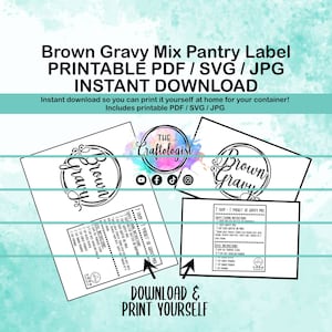 Printable Brown Gravy Mix - PDF/SVG/JPG Craftologist Homemade Brown Gravy Dry Mix Recipe Printable-Printable Craftologist Brown Gravy Label