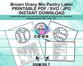 Printable Brown Gravy Mix - PDF/SVG/JPG Craftologist Homemade Brown Gravy Dry Mix Recipe Printable-Printable Craftologist Brown Gravy Label
