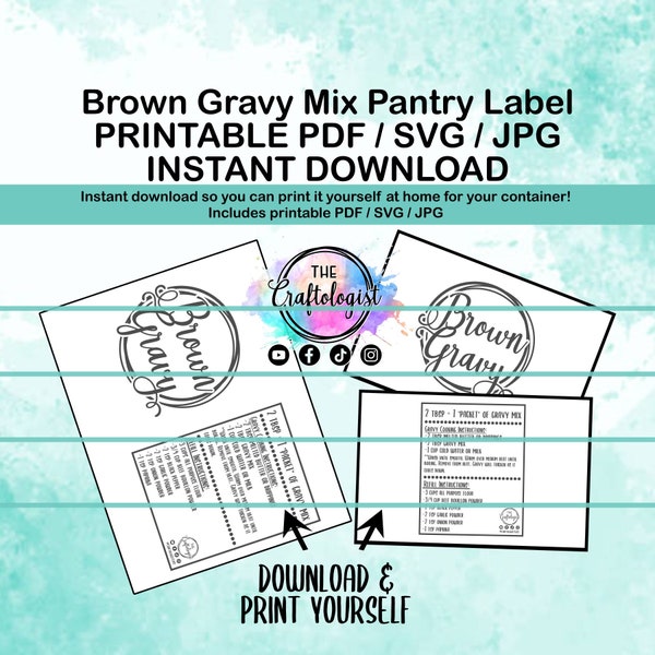 Printable Brown Gravy Mix - PDF/SVG/JPG Craftologist Homemade Brown Gravy Dry Mix Recipe Printable-Printable Craftologist Brown Gravy Label