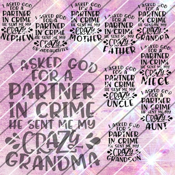 Download Whole Family Set of 10 SVG's Partner in Crime | Etsy