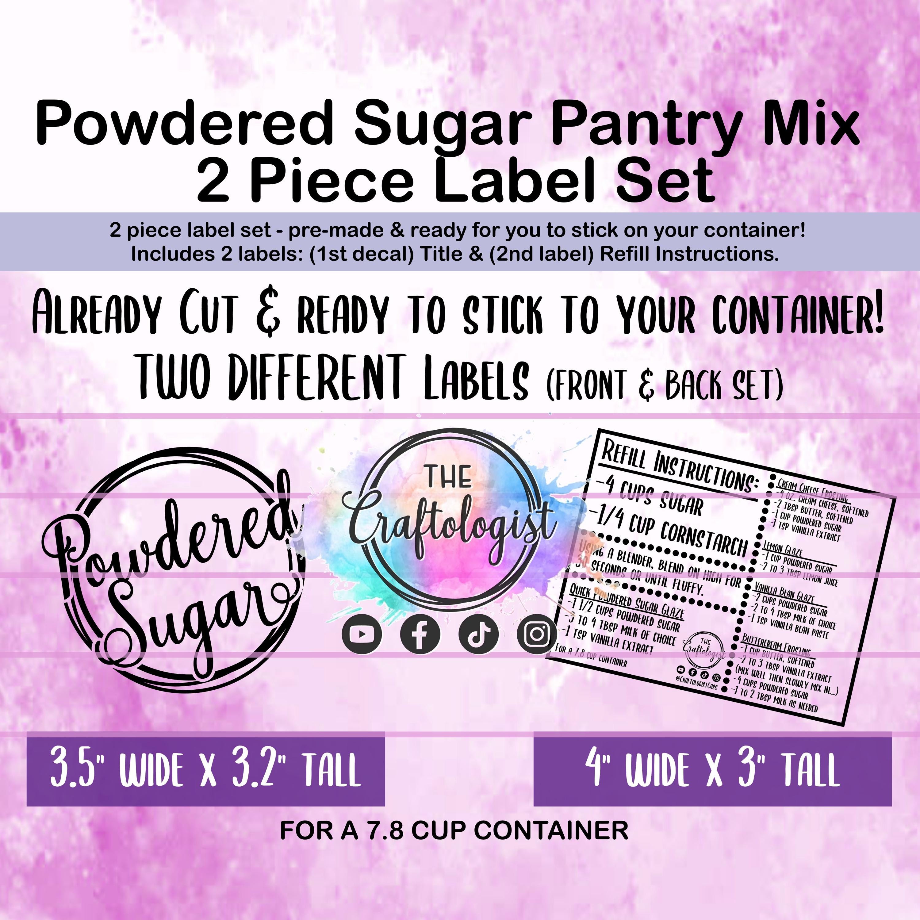 Small Sugar Label LABELS ONLY - Powdered Sugar Pantry Labels for / Pantry Decals / Pantry ...