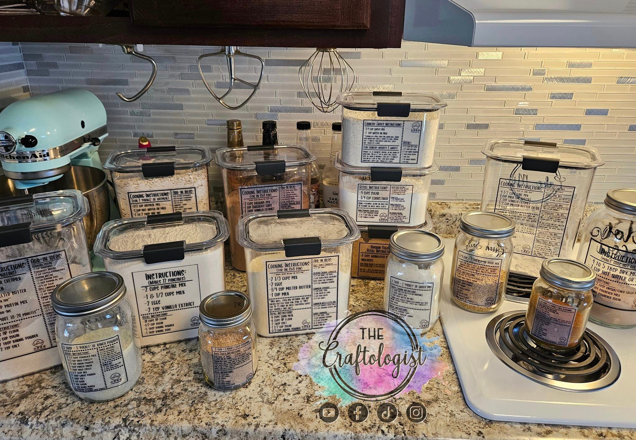 BACK LABELS ONLY - You pick Craftologist  Pantry Recipe Labels for your own Containers /  Pantry Labels / Craftologist  Labels / Back only