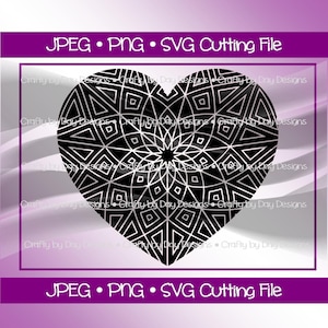 Intricate Heart Design (Mandala) SVG - Instant Download - svg/jpg/png