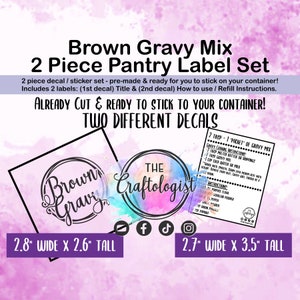 DECALS ONLY - Brown Gravy Pantry Label for your own containers / Pantry Labels / Brown Gravy Mix Label / Craftologist Brown Gravy Label