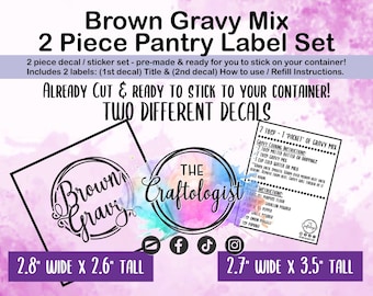DECALS ONLY - Brown Gravy Pantry Label for your own containers / Pantry Labels / Brown Gravy Mix Label / Craftologist Brown Gravy Label