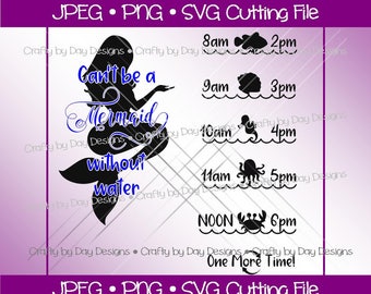 Mermaid Under the Sea Themed Water Bottle Marker / Water Tracker SVG - Instant Download - svg/jpg/png