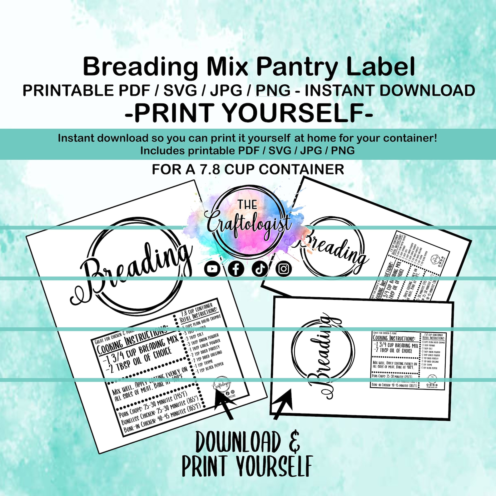 Printable Breading Mix Labels - PDF / SVG / JPG Craftologist Homemade ...