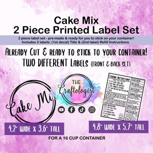 DECALS ONLY  - Cake Mix Pantry Labels for / Pantry Decals / Pantry Labels / Homemade Cake Mix Pantry Label / Craftologist Cake Mix Labels