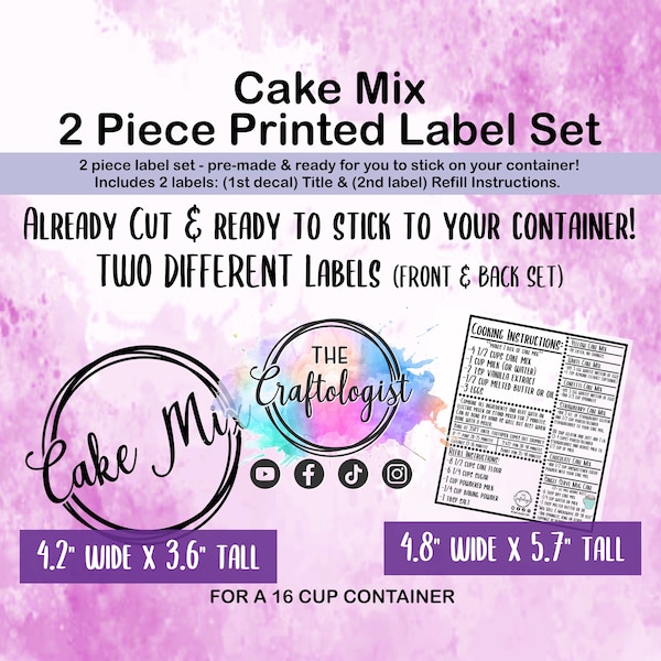 DECALS ONLY  - Cake Mix Pantry Labels for / Pantry Decals / Pantry Labels / Homemade Cake Mix Pantry Label / Craftologist Cake Mix Labels