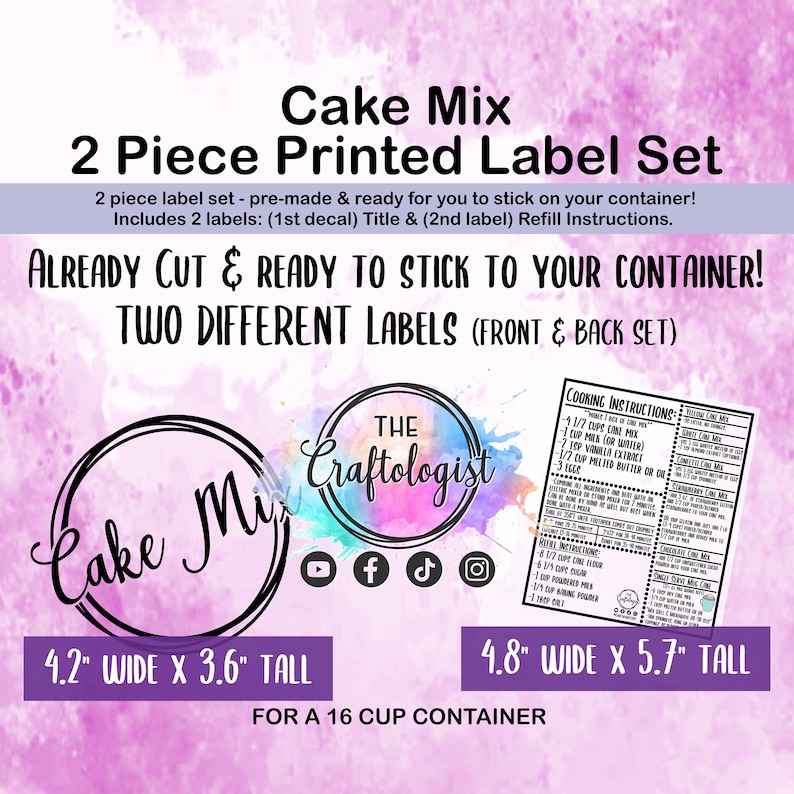 LABELS ONLY - Cake Mix Pantry Labels for / Pantry Decals / Pantry ...