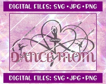 Dance Mom con remolinos y Dancer svg cut file - Descarga instantánea - svg/jpg/png