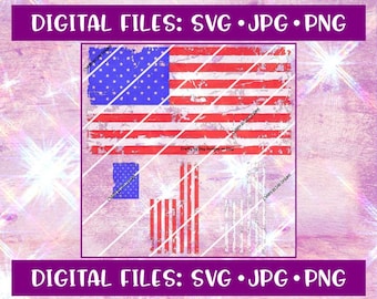 Drapeau américain en détresse SVG couleur - téléchargement immédiat - svg/jpg/png