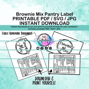 Printable Brownie Mix - PDF / SVG / JPG Craftologist Homemade Oatmeal Dry Mix Recipe Printable-Print yourself at home! Brownie Mix Printable