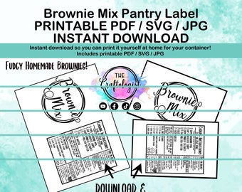 Afdrukbare Brownie Mix - PDF / SVG / JPG Craftologist Zelfgemaakte Havermout Droge Mix Recept Printbaar-Print jezelf thuis! Browniemix afdrukbaar