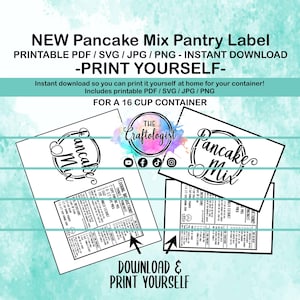 Printable Pancake Mix PDF/SVG/JPG Pancake Recipe Label for your own container! Print yourself at home! Craftologist Pancake Mix Printable