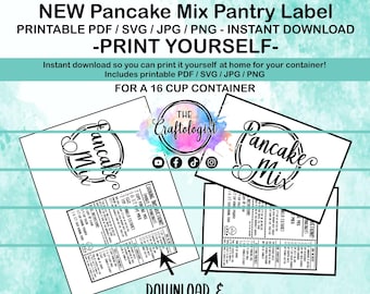 Afdrukbaar pannenkoekenmix PDF/SVG/JPG Pannenkoekreceptlabel voor je eigen container! Zelf thuis afdrukken! Craftologist pannenkoekenmix afdrukbaar