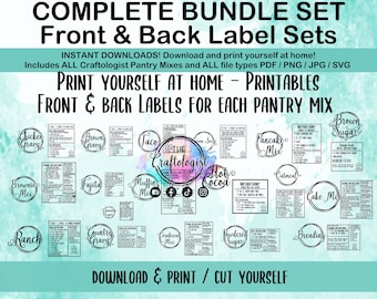 PRINTABLE Complete Bundle Pantry Mix Labels pdf/svg/png/jpg Craftologist Homemade Printable Print yourself at home Craftologist Pantry Mixes