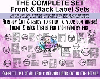 COMPLETE SET - Craftologist Pantry Labels complete set ALL 18 pantry mixes included front & back labels - homemade pantry mix recipe labels