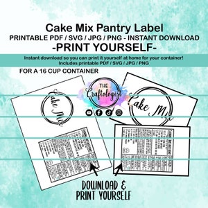 Afdrukbare cakemixlabels - PDF / SVG / JPG Craftologist zelfgemaakte cakemix afdrukbaar - Print jezelf thuis! Taartmix voorraadkast