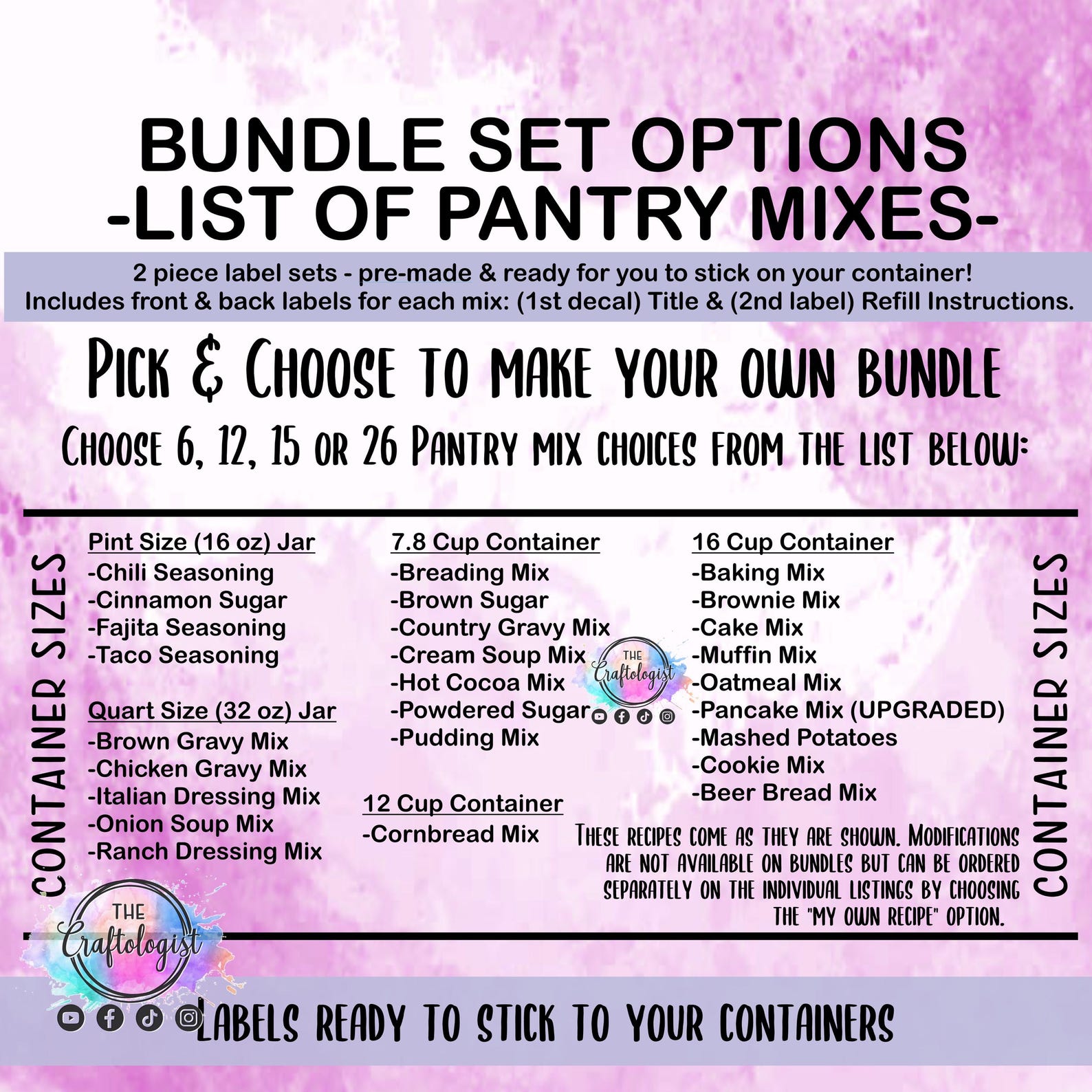 LABEL BUNDLES - Make Your Own Craftologist Pantry Mix Label Bundle Set ...