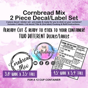 DECALS ONLY - Cornbread Mix Pantry Label Decals for your own containers / Pantry Labels / Homemade Cornbread Label/ Craftologist Cornbread