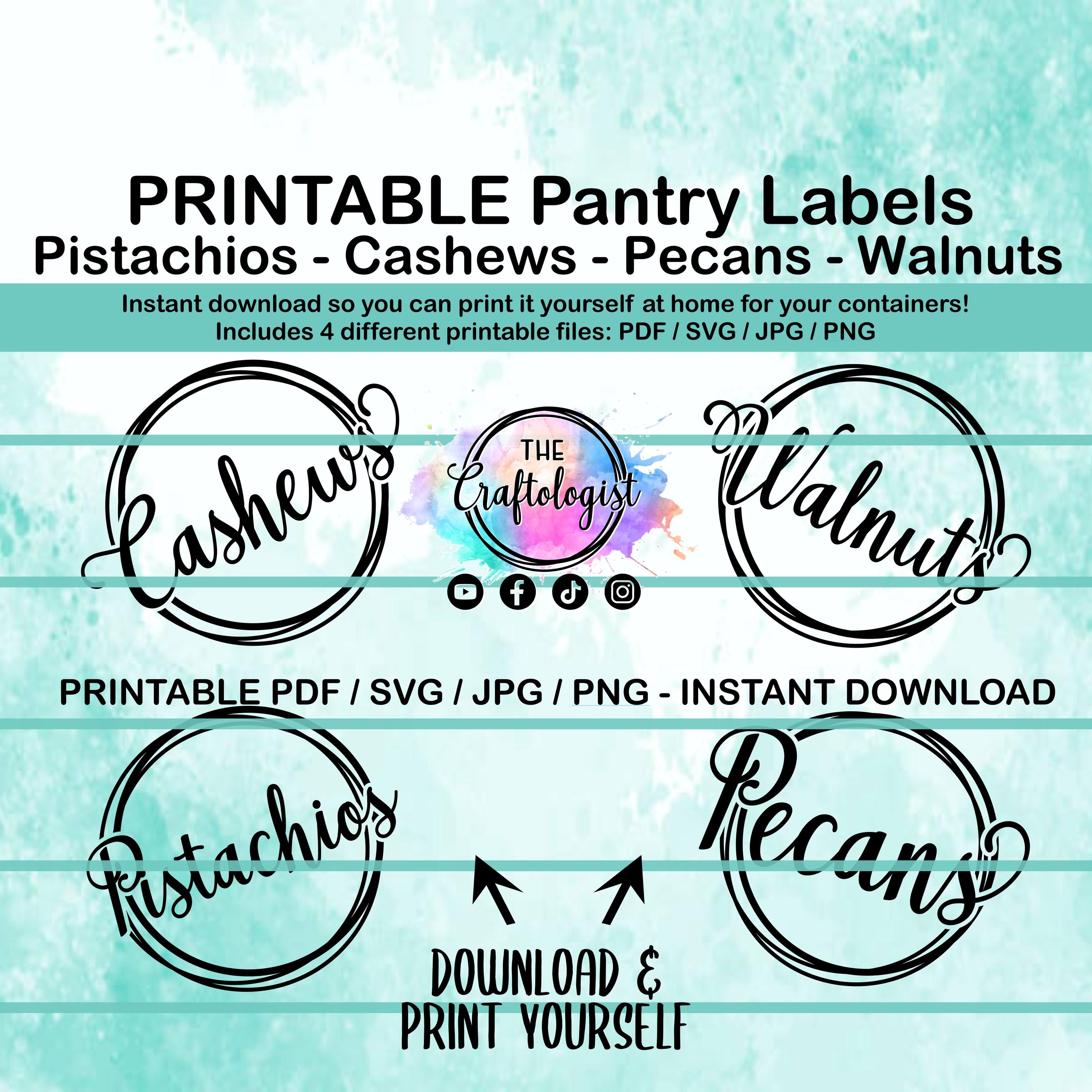 Printable Pistachios - Cashews - Pecans - Walnuts - Craftologist Pantry ...