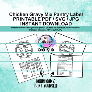 Printable Chicken Gravy Mix -PDF/SVG/JPG Craftologist Homemade Chicken Gravy Mix Recipe Printable-Printable Craftologist Chicken Gravy Label