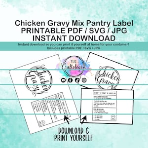 Mistura de molho de frango para impressão -PDF / SVG / JPG Craftologist Receita caseira de mistura de molho de frango para impressão Rótulo de molho de frango Craftologist para impressão