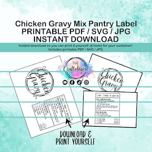 Printable Chicken Gravy Mix -PDF/SVG/JPG Craftologist Homemade Chicken Gravy Mix Recipe Printable-Printable Craftologist Chicken Gravy Label