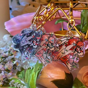 Overgrowth Clear Acrylic Keychain | Tiger Charm | Angel Keychain | Cute Keychain | Animal Keychain | Charms | Kawaii Keychain