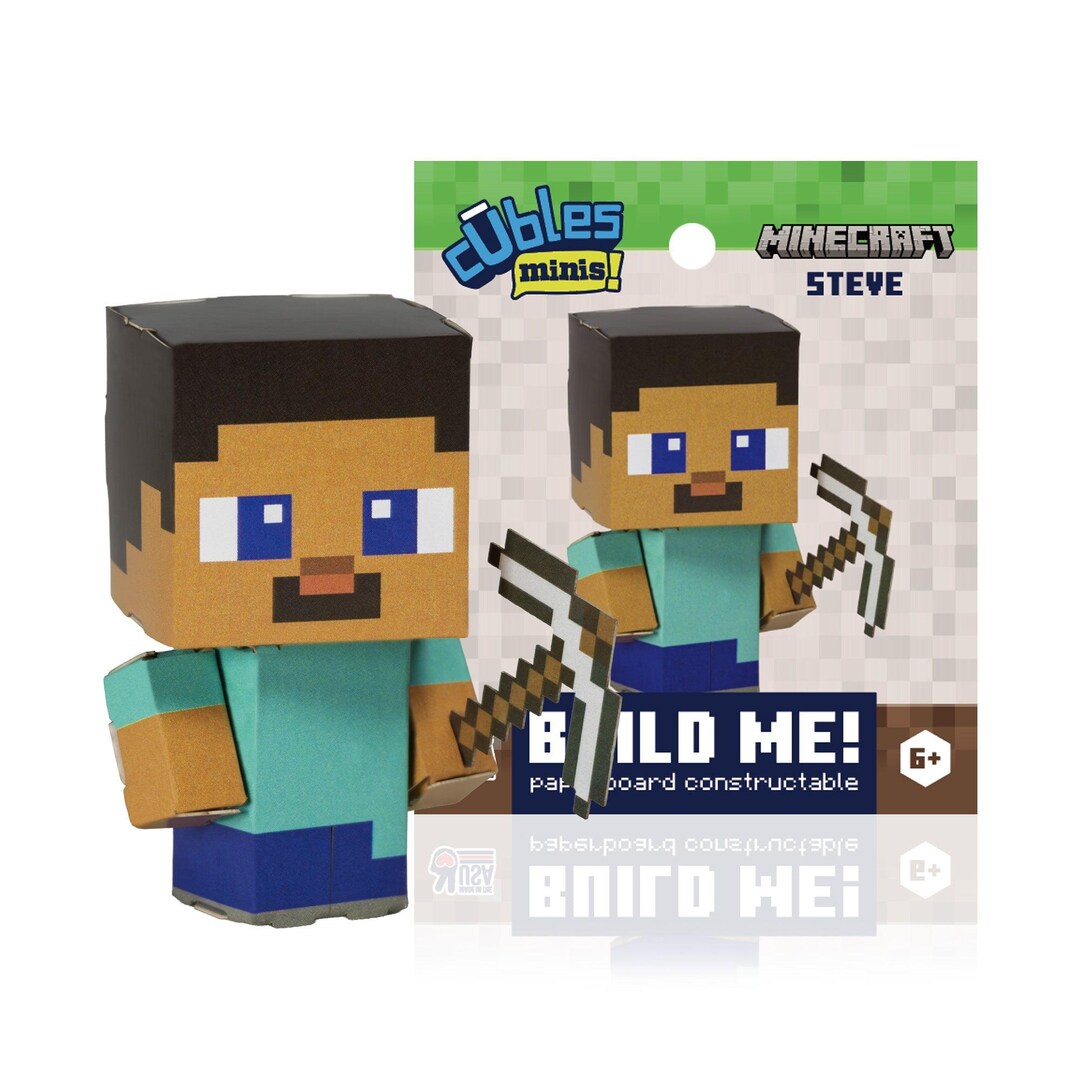 Minecraft Steve Mini Party Pack - 6 Compact Buildable Paperboard ...