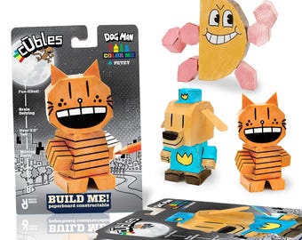 Dog Man Color-Me 3-Character Set – Officially Licensed Buildable Papercraft Kit (Ages 6+)