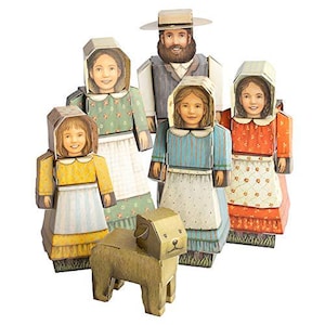 CUBLES Little House on the Prairie® Set featuring Ma, Pa, Mary, Laura, Caroline & Jack