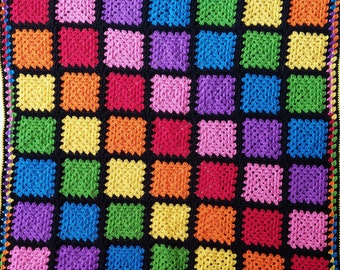 Granny Square baby blanket - rainbow blanket - acrylic