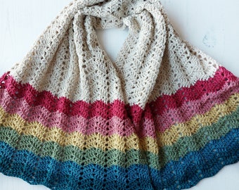 Rustic rainbow linen shawl wrap rainbow