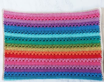 Rainbow Stripe organic cotton pram blanket