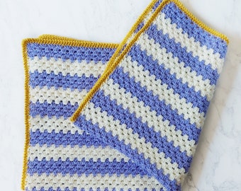 Lilac and mustard Stripe baby blanket