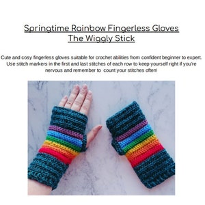 PDF PATTERN Crochet fingerless gloves, mittens, rainbow, crochet image 5