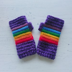 PDF PATTERN Crochet fingerless gloves, mittens, rainbow, crochet image 4