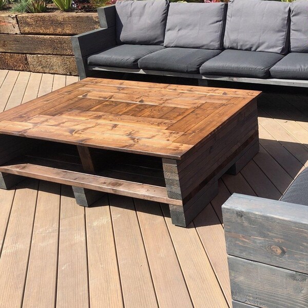 View of Handmade Pallet Coffee Table - Etsy