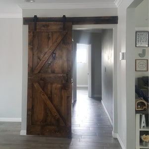 Custom Made Sliding Barn Door Farmhouse Style rustic Sliding Barn door Framed Arrow Double Z -1Door Only Stain, Raw, Prime(ASK FOR SHIPPING)