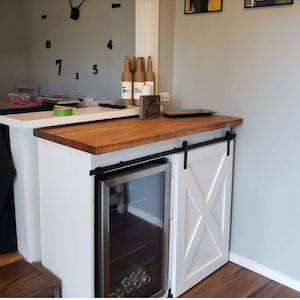 Custom Sliding Barn Door Cabinet-buffet, console, coffee & tea bar station Farmhouse Barn Door Cabinet ( 1 Door / 2 doors Ask for Shipping)