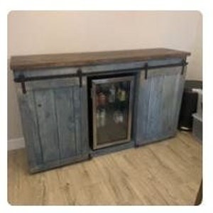 Custom Sliding Barn Door Cabinet-buffet, console, coffee & tea bar station Farmhouse ( 1 Door / 2 doors Ask for Shipping)
