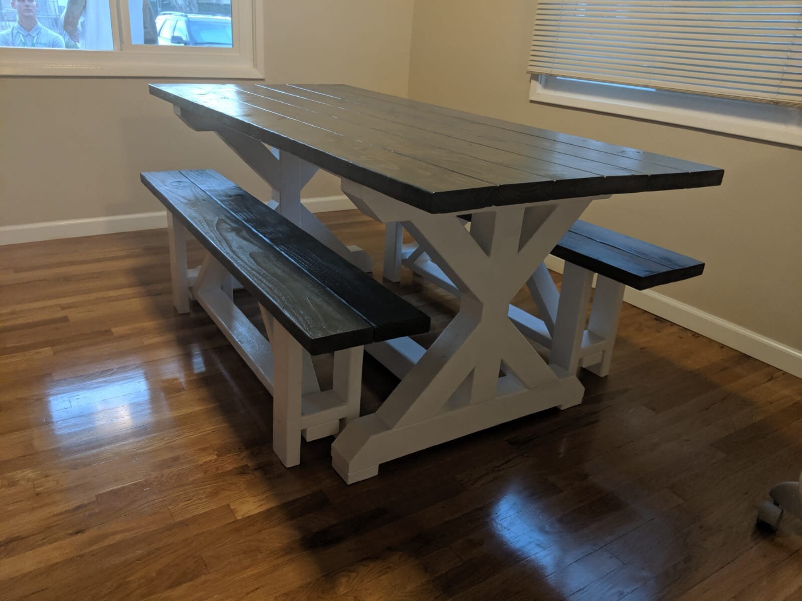 Farmhouse trestle dining table discount