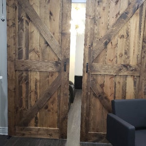 Two Custom Rustic Industrial Sliding Barn Door Custom Made Sliding Barn Door Farmhouse Style rustic Sliding barn door image 2