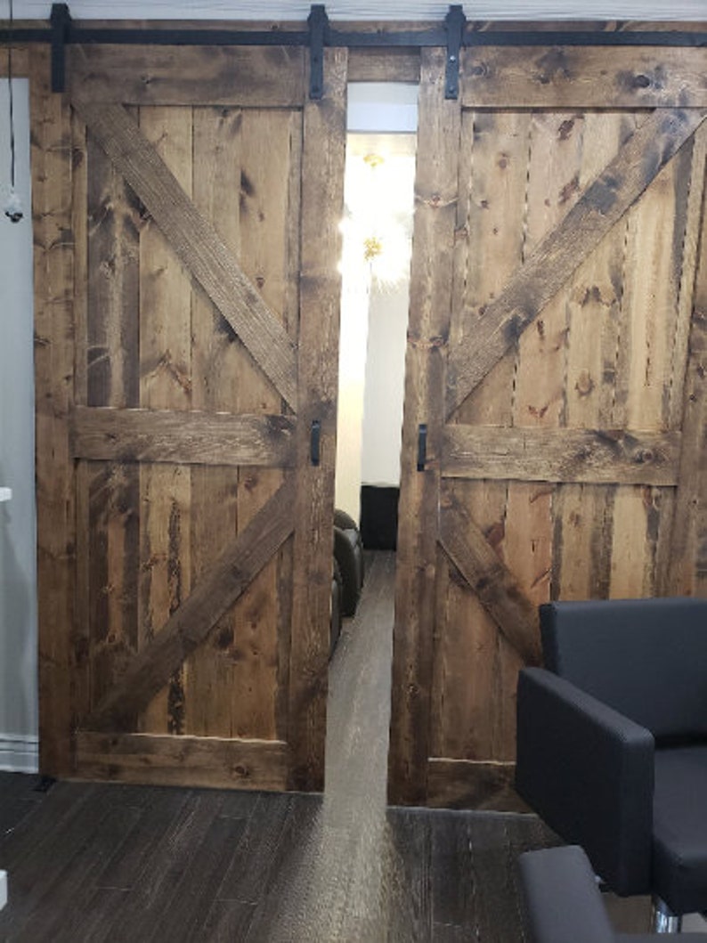 Two Custom Rustic Industrial Sliding Barn Door Custom Made Sliding Barn Door Farmhouse Style rustic Sliding barn door image 2